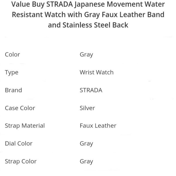 Faux Leather Water Resistant watch Gray - Picture 10 of 12